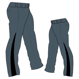 PA-1010 Charcoal Softball Pants with Front Pockets & Panels
