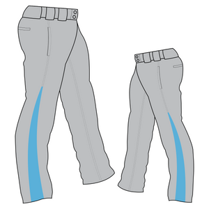 PA-1010 Grey Softball Pants with Front Pockets & Panels