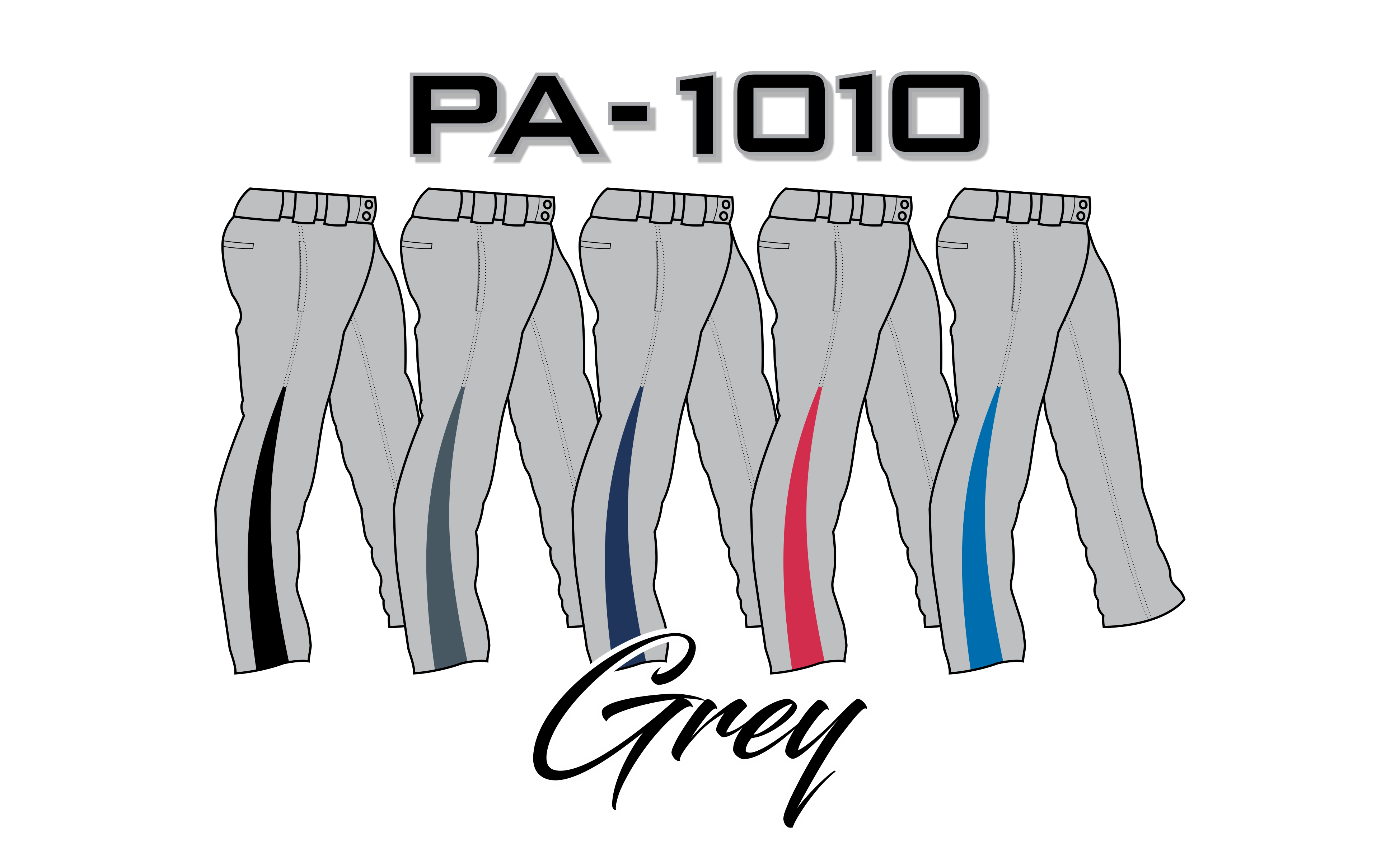 PA-1010 Grey Softball Pants with Front Pockets & Panels