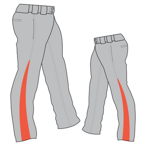 PA-1010 Grey Softball Pants with Front Pockets & Panels