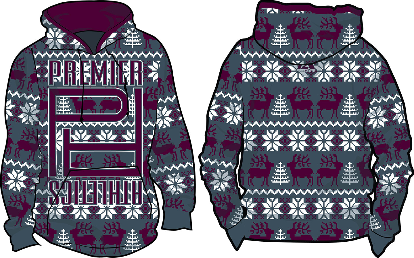 PA Reindeer Ugly Sweater - Charcoal/Maroon