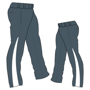 PA-1010 Charcoal Softball Pants with Front Pockets & Panels